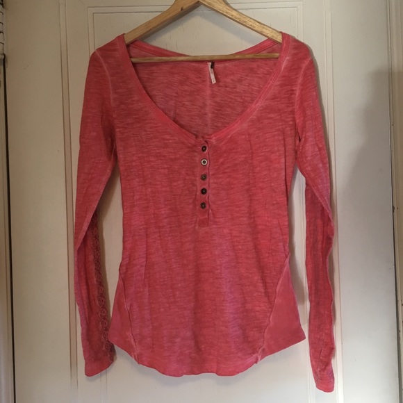 Free People Shell Stitch Lace Henley - Picture 2 of 7